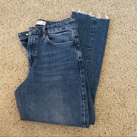 Topshop Denim - Topshop Dark Wash High Waist Cropped Jeans